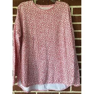 Cabana by Crown & Ivory Pink Animal Print Long Sleeve Top Knit Top Size Large